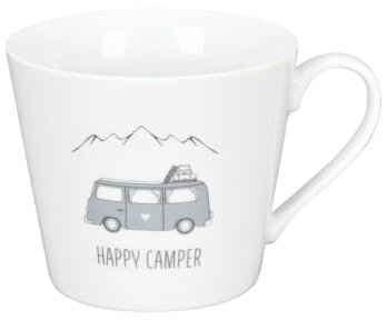 Krasilnikoff - Tasse - Happy Cup - Happy Camper - Tasse aus Porzellan mit Henkel und Camper Bus