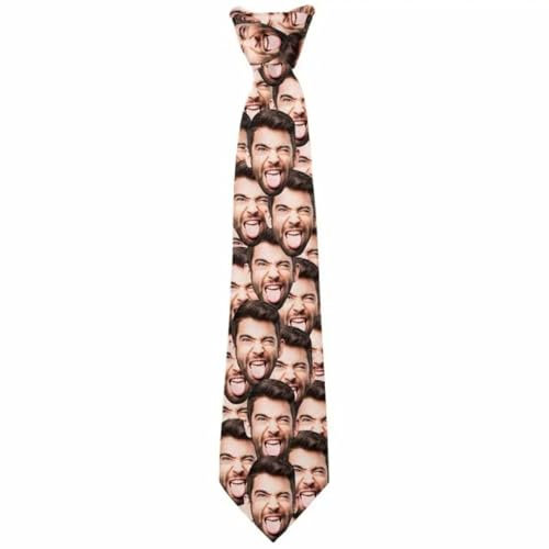 Tuboshu Personalisierte Foto Krawatte, Individuelle Party Accessoires für Herren, Individuell Bedruckte Krawatten mit Lustigen Gesichtern, Lustige Vatertagsgeschenke Custom,M