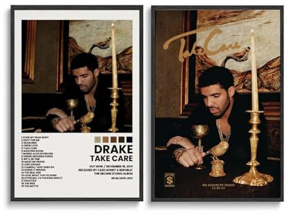 Drake-Poster, Album, Take Care, Wandkunst, Leinwandposter, Raumdekoration, ästhetisch, 40 x 60 cm, Stil 7, 2 Stück