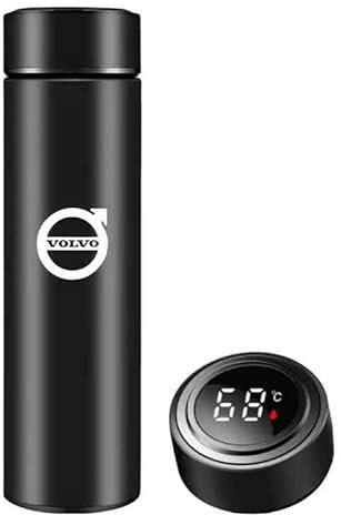 Auto Thermobecher für Volvo V40, Isolierbecher Doppelwandig Edelstahl Auslaufsicher Travel Mug mit Deckel Becher für Heiß Kalt Kaffeebecher Zubehör,Black