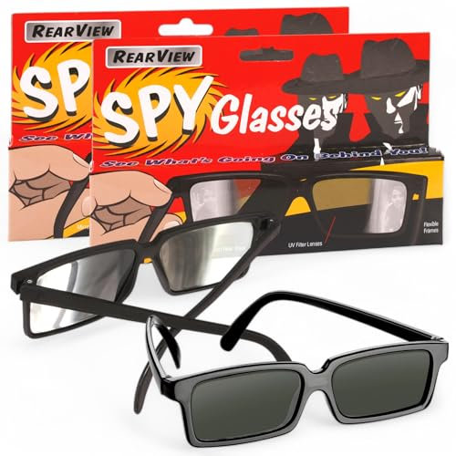 MIJOMA Spionagebrille mit Rückspiegel-Effekt – 2er-Set Agentenbrille mit Seitenspiegeln, Sonnenbrille für Geheimagenten & Detektive, Spy Glasses für Kinder & Erwachsene