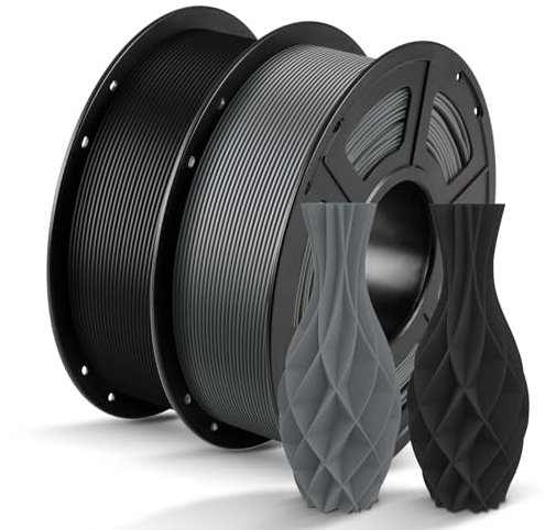 ANYCUBIC PLA Filament 1,75mm, Refill PLA und Spool Kit, 3D Drucker Filament PLA, Vakuumverpackung, Intelligente Identifikation, 2KG Schwarz Textur Grau