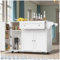 Wyibwy Isla de cocina, 105,5 x 60 x 83 cm, carro para alimentos extraíble con tablero abatible, puerta con estante para aperitivos, divisor ajustable, 1 cajón, 4 ruedas (2 bloqueables), blanco