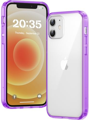 Voyahülle Hülle für iPhone 12/12 Pro Hülle, Anti-Vergilbung Transparent Handyhülle Stoßfest Schutzhülle, Premium Kratzfeste Case für iPhone 12/12 Pro - Lila