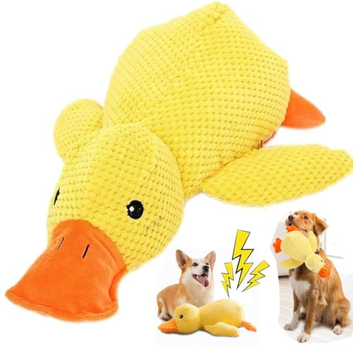 DePro Anti Stress Ente Hund, Sunshine Smile Anti Stress Ente Hund, Spielzeug Für Hunde, Quietschendes Spielzeug, Unzerstörbares Kuscheltier für Hunde,Dog Toys für Kleine, Mittlere, Große Hunde
