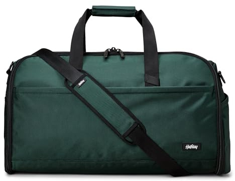 Halfday Convertible 2-in-1 Premium Garment Duffel Weekender Bag 45L | Wrinkle-Free Travel, Hanging Suit Compartment, Shoe Pockets, Trolley Sleeve. Balistic Nylon Carry-on, Palm