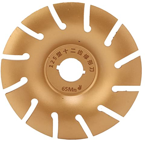 Disc de sculpture de bois Rouge de mise en forme 125 mm en acier inoxydable 12T Accessoire pour broyeur angle idéal pour le travail du bois et la décoration de meubles (Or)