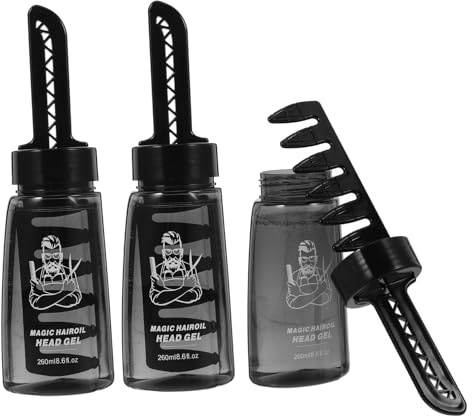 HAMPPLIES 3 Stück Nachfüllbare Haargel Flaschen mit Integriertem Kamm Langlebige Kunststoffbehälter für Gleichmäßiges Auftragen Kompakte für Friseure und Zuhause Praktische Styling