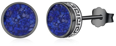 REDSUN Silber/Schwarz Runde Ohrstecker 925 Sterling Silber Wikinger Ohrstecker Rund Kleine Ohrringe Hypoallergen Herren Damen Onyx/Malachit Schmuck für Unisex Männer Jungen Geschenk Geburtstag