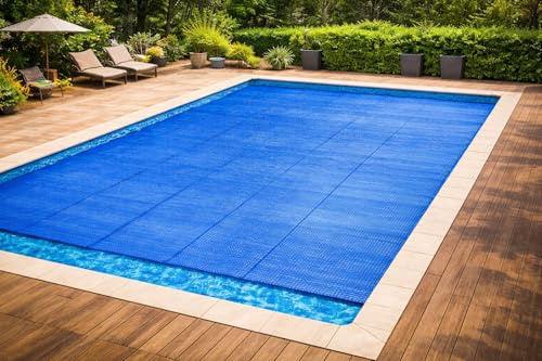 EDG by AQUALUX International Bâche Solaire Premium 1000x500 cm, Rectangulaire, Bordée Largeurs, 500 Microns, Bleu, Couverture Piscine, 10x5m, Polyéthylène à Bulles, EDG Premium