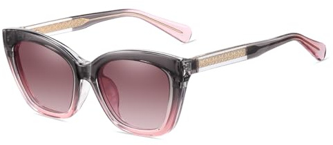 moomoobird Occhiali da sole polarizzati da donna con design occhi di gatto, clip magnetiche su occhiali, montatura anti-prestito TR90, Telaio grigio e rosa