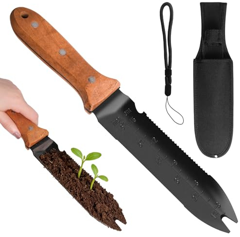 Hainue Hori Hori Gartenmesser,Mehrzweck-Gartenmesseraus Edelstahl mit Oxford-Stoffscheide,Outdoor Garten Knospungs Messer für Gartenarbeit,Jäten,Graben,Schneiden,Pflanzen