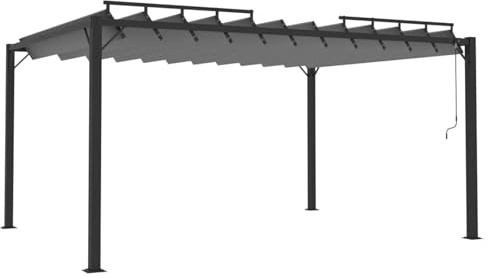 Gecheer Gazebo giardino, tetto a lamelle regolabile 3x4 m, struttura in alluminio resistente, tessuto idrorepellente antracite/alluminio, per patio piscina arredo esterno