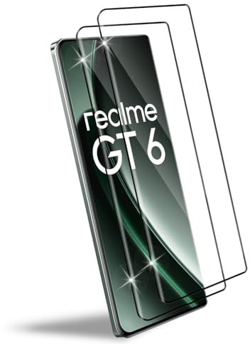 HidWee Compatible con Realme GT 6/GT 6T 5G Cristal Templado, 2Pcs [3D Cobertura Completa] Protector de PantallaAntihuellas, Anti-Arañazos, 9H Dureza HD Vidrio Templado
