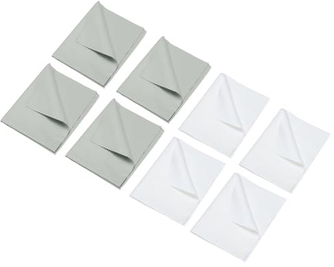QUARKZMAN 8 Stück Schmuck Reinigungstuch 13.78x10.43 Grau/Weiß | Doppelseitiges Mikrofaser Poliertuch, Für Silber Gold Messing Schmuck