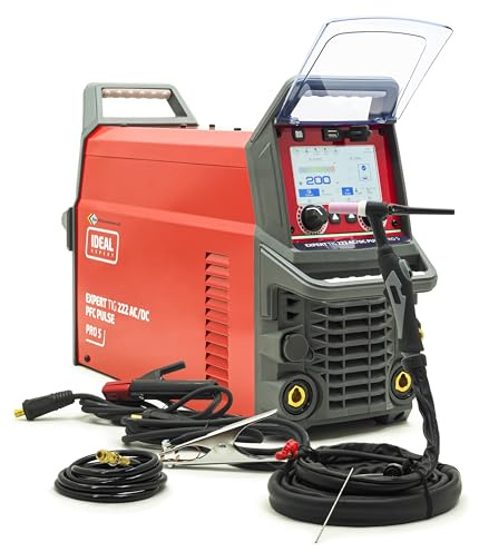 IDEAL Expert TIG 222 AC/DC TIG saldatrice Inverter 200A – professionale alluminio & acciaio inox saldatrice – accensione HF, PFC, impulso, MultiWAVE, LCD Touch – SR26 bruciatore & cavo di massa