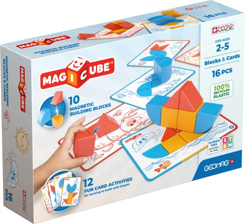 Magnetblöcke - GEOMAG - Magicube Blöcke & Karten - 16 Stück - Lehrreich - Recycelter Kunststoff