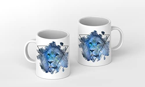 Tazza con segno zodiacale del leone, 300 ml, in ceramica bianca, meravigliosa idea regalo o la vostra nuova tazza preferita.