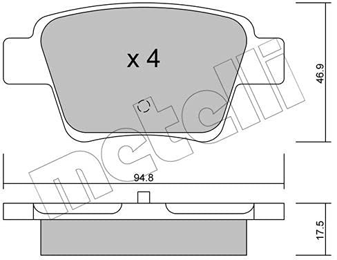 metelligroup 22-0639-0 Bremsbeläge, Made in Italy, Ersatzteile für Autos, ECE R90-zertifiziert, Kupferfrei