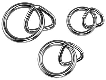 LENNIE 1x Rundring mit Triangel, Edelstahl, Silber, Größe: 19 mm, Ø 32 mm, Halfterring