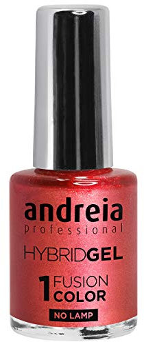 Andreia Professional Hybrid Gel Nail Polish - 2 Steps and No Lamp Required Long Lasting and Easy Removal - Fusion Colour H50 Coral Shimmer