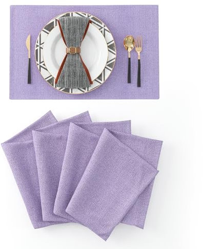 Caddice dekorative Tischsets aus Leinenimitat, hitzebeständig, Esstisch, Tischsets, Küchentisch, 30,5 x 45,7 cm, Flieder, 4 Stück