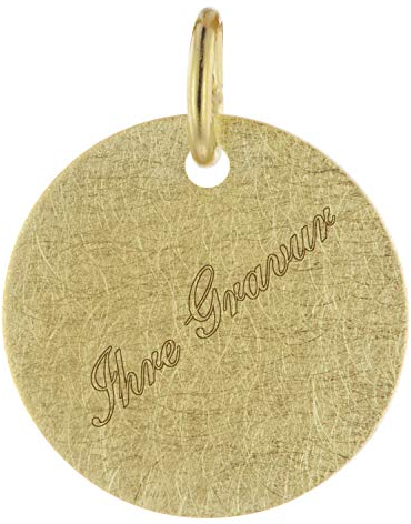 trendor Anhänger mit Namen Gold 333 (8 Karat) Gravurplatte Ø 14 mm inklusive Wunsch-Gravur Gravurschmuck aus Echtgold, Schmuckstück für Damen und Herren, 75697