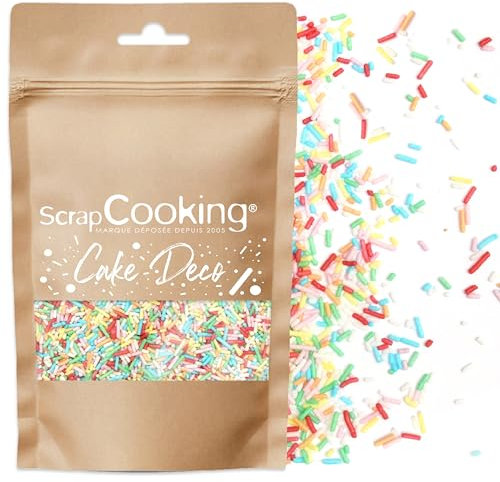 ScrapCooking - Décors Sucrés Vermicelles Multicolores 80 g - Confettis en Sucre Colorés – Décoration Alimentaire Pâtisserie, Desserts, Gâteaux, Biscuits, Cupcakes, Anniversaire - 7436