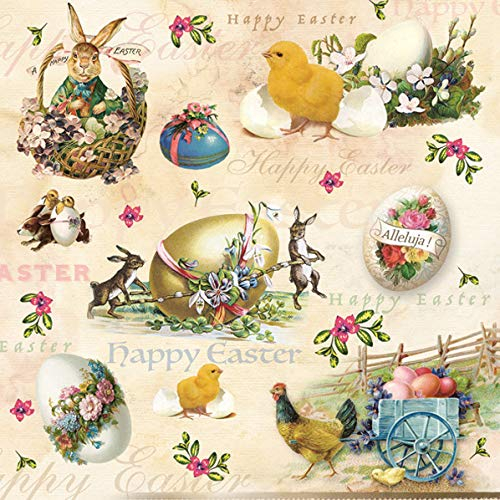 20 Servietten Tiere zu Ostern Vintage | Osterdeko | Tischdeko 33x33cm