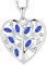 JO WISDOM Halskette Herz Baum Des Lebens,Kette Anhaenger Silber 925 Lebensbaum Familie Anhänger Halskette mit 3A Zirconia September Geburtsstein Saphirfarbe,Schmuck für Frauen