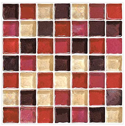 CONPHERON 20 Stück Fliesenaufkleber für Küche und Bad 10 x 10 cm Mosaik Wandfliese Aufkleber Fliesen Deko Fliesenfolie für Badezimmer Küchenrückwand