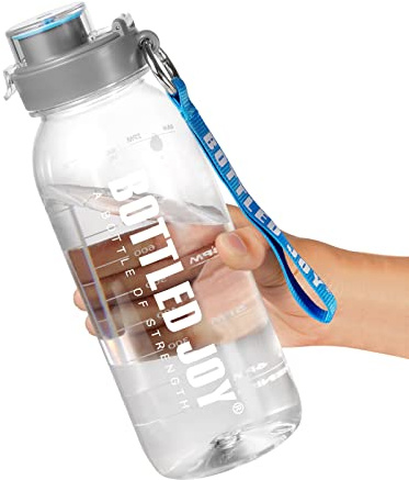 Acxilexy Borraccia Sportiva 1 Litro Bottiglia d Acqua Sportiva con Indicatore del Tempo Riutilizzabile e senza BPA Water Bottle con Spazzola per la Pulizia per Ufficio Palestra