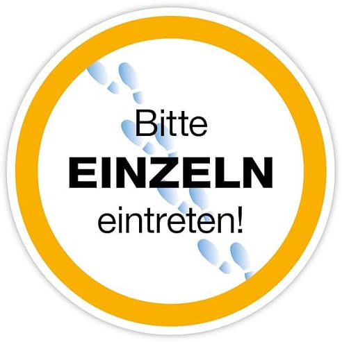 Aufkleber Warnung Hinweis Bitte Einzeln eintreten Hygiene Schild Folie | Ø5-30cm Made in Germany, Größen Name: Ø10 cm