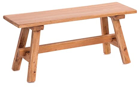 DESIGN DELIGHTS RUSTIKALE HOLZBANK Anzio 90 | 90x39x26cm (BxHxT), Bank aus Mahagoni Holz | zusammenklappbare Sitzbank, Holzbank, Küchenbank aus Holz, Faltbank | Farbe: 08 honigfarben gewachst