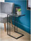 Yorkshire Homeware C Shaped End Table Metal Frame Tempered Glass Top Sofa Side Table, Overbed Snack Coffee Table Laptop Desk for Living Room, Bedroom and Office (Clear Glass)