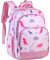 VASCHY Zaino per bambini ragazze ragazzi carino 40,6 cm zaino scuola elementare con cinturino petto fibbia e scomparti multipli, Dinosauro Rosa, taglia unica, Casual