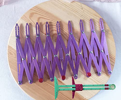 HONEYSEW Aluminium-Nählehre, Knopfführung, Abstandsmessgerät, 5-in-1, Schiebelehre, Messwerkzeug-Set (lila)