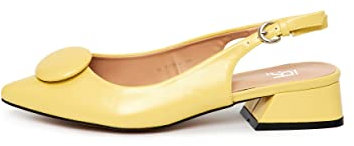Rio Fiore Scarpe con Tacco, Décolleté, Giallo, 3cm Tacco Largo, Slingback, Similpelle, Cinturino sul Retro, Scarpe comode con Tacco Basso, ML682-0716-3 (Giallo, 36 EU)
