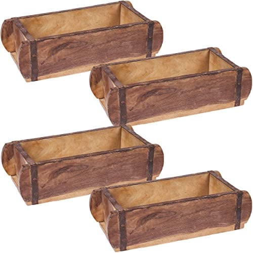 4er Set MARRAKESCH alte Holzkiste Holztablett 32cm groß | Vintage Ziegelform Aufbewahrungsbox aus Altholz Unikat | Ordnungsbox Deko-Kiste aus Holz mit Metallbeschlägen | jedes Box Kiste ist ein Unikat