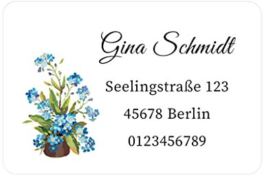 48 PERSONALISIERT Adressaufkleber Weihnachten/Hochzeit address Aufkleber Rücksendung Adresse Etiketten Geschäftsadresse Gastgeschenk Sticker 60mmx40mm - Rec011 (004 forget-me-not)