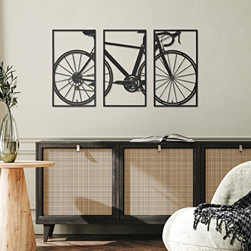Nuenen 3 Stück Metall Fahrrad Wandkunst Vintage Fahrrad Metall Wandkunst Dekor Antik Stil Fahrrad Wandkunst Schwarz Metall Wanddekoration Heimdekoration Schlafzimmer Wohnzimmer Dekor