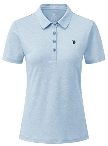 YSENTO Womens Polos Short Sleeve Polo Shirts Ladies Polo Golf Shirts Quick Dry Golf Tennis Tops(Baby Blue,M)
