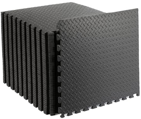Mat Gym Flooring Mat, Foam Exercise Mats, Interlocking Puzzle EVA Floor Tiles, Non slip Rubber Cushion For Home Workout, Size 60x60cm (20 Pieces (80 Sq.ft))