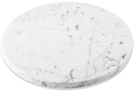 Koville Italienisches Schneidebrett aus natürlichem Marmor, rund, handgefertigt, Marmorplatte für Käse, Wurst, Gebäck, Hochzeitsgeschenk, Einweihungsgeschenk (Bianco Carrara)