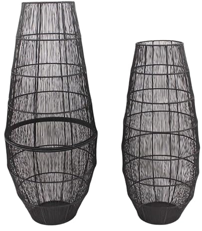 Casa Moro XXL Metall Windlicht Mounia 2er Set schwarz rund Boho Chic Kerzenhalter extra groß Wohn-Deko dekorativer Blickfang extravagante Drahtlaterne IR-6607