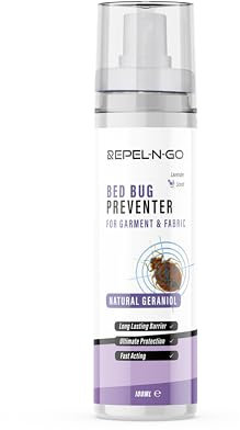 Repel-N-Go - Bed Bug Preventer/Repellent Deterrent Spray for Garment and Fabric | Natural Eco-Friendly Pest Control Defence for Indoors - Contains Lavender & Geraniol 100ml