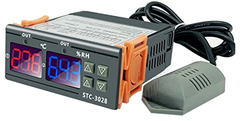 Maiju STC-3028 Medidor de Controlador de Temperatura y Humedad Digital Termostato Inteligente Termómetro de humidistato Higrómetro para congelador Frigorífico para incubar