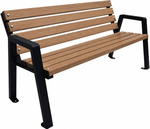 Primario Grande Gartenbank Holz mit Rückenlehne, 125 cm - Braun | Massives Fichtenholz & pulverbeschichteter Stahl, bis 500 kg, wetterfest, Sitzbank für Garten, Terrasse & Park, Moderno