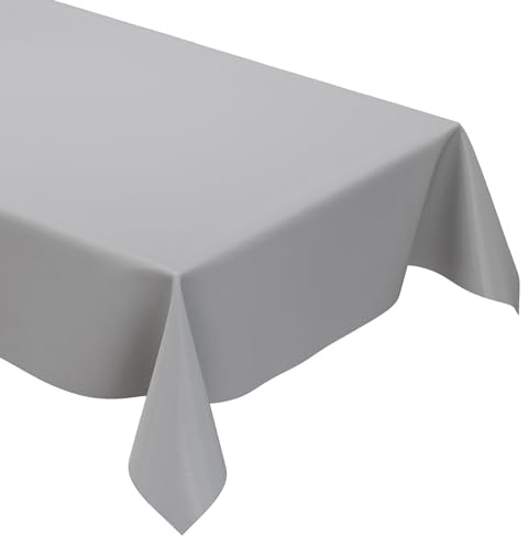 KEVKUS Wachstuch Tischdecke unifarben 422 grau einfarbig wählbar in eckig, rund und oval - Größe eckig 140x180cm Schnittkante
