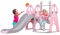 Arkyomi 3 en 1 Toboggan Interieur/Exterieur Enfant avec balancoire et Panier de Basket,Parcours motricité bébé Escalade Cadeau Enfant 1+ an(Rose)